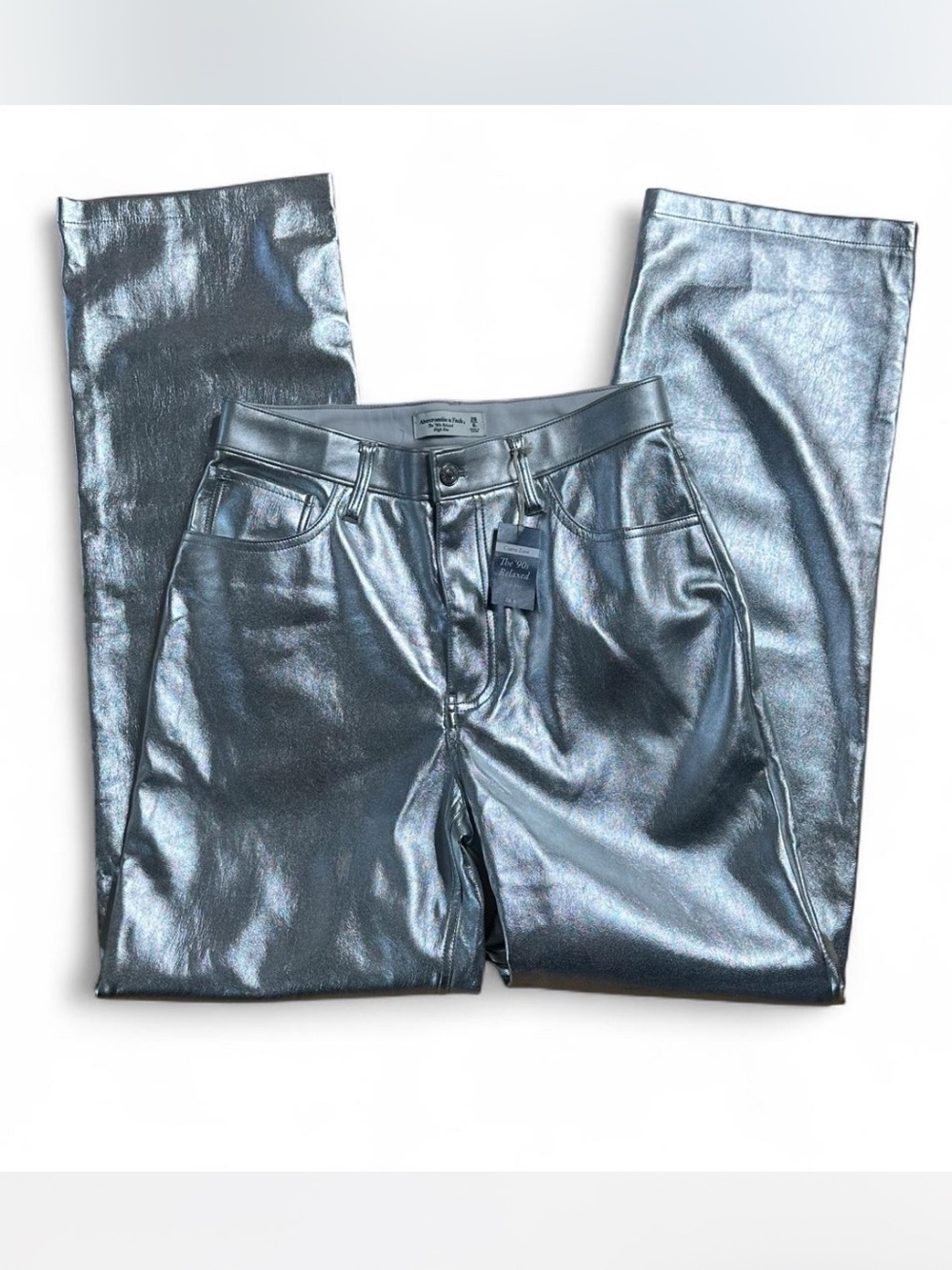 💜 NWT Abercrombie & Fitch Curve Love High Rise 90s Relaxed Vegan Leather Pants